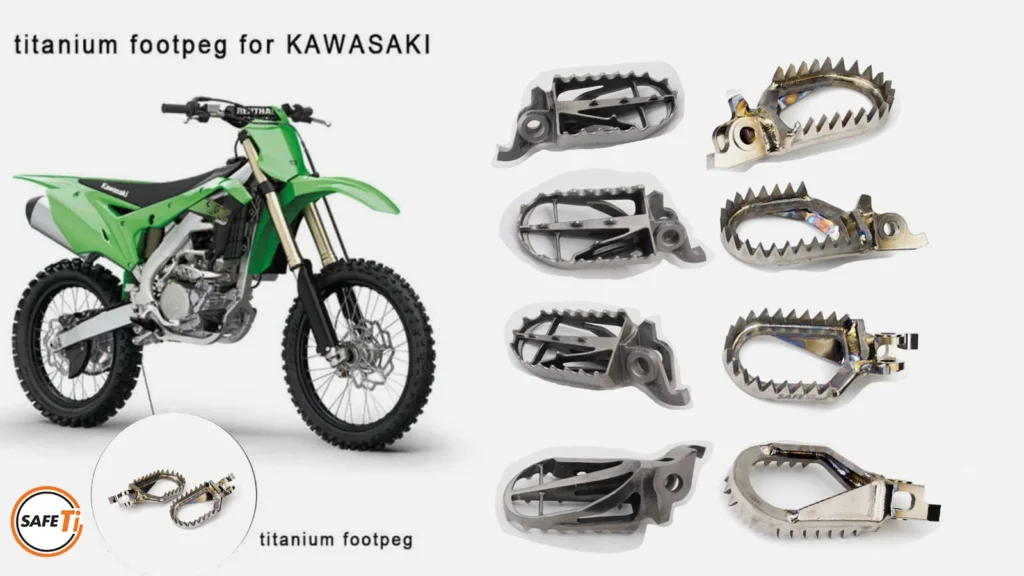 Kawasaki titanium alloy pedals compared to the original factory pedals
