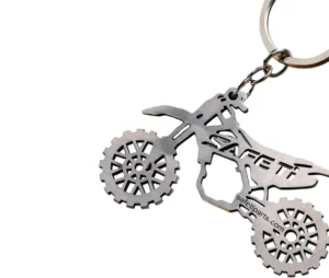SAFETi laser-cut motorcycle keychain detail